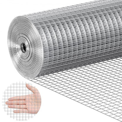 VEVOR Hardware Cloth 1/2 inch 24 inch x 25 ft 19 Gauge Chicken Wire Fence, Hot-Dip Galvanized After Welding Metal Wire Mesh Roll, Garden Plant Welded Fencing Roll Supports Poultry Netting Cage Fence - DXGSWL19GA24NK337001V0 - view 2