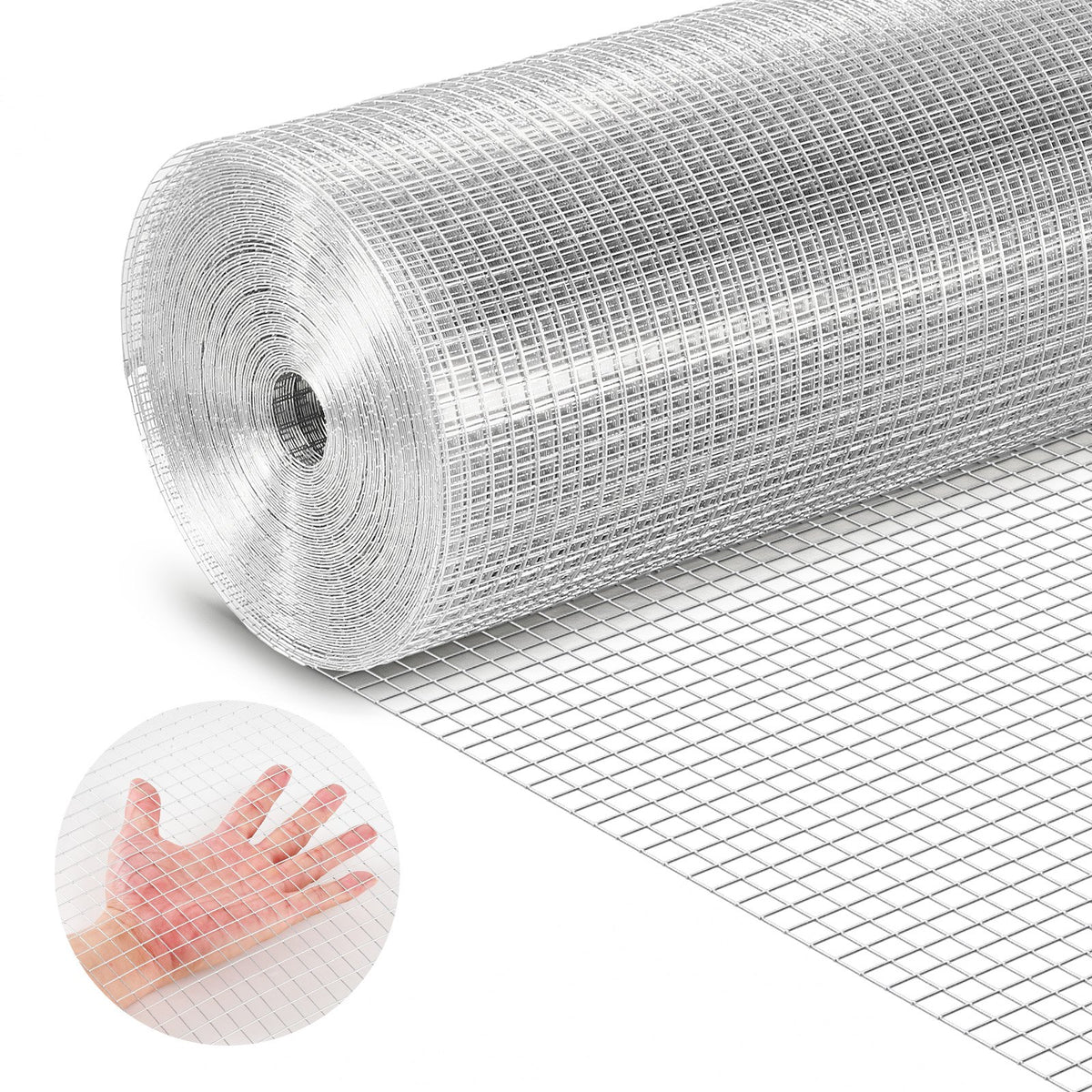 VEVOR Hardware Cloth, 1/2 inch 60 inch x 100 ft 19 Gauge Chicken Wire Fence, Hot-Dip Galvanized After Welding Metal Wire Mesh Roll, Garden Plant Welded Fencing Roll Supports Poultry Netting Cage Fence - DXGSWL19GA60AB0ZO001V0 - view 1