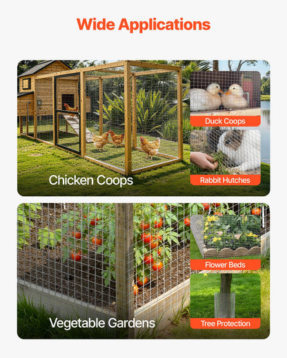 VEVOR Hardware Cloth, 1/2 inch 60 inch x 100 ft 19 Gauge Chicken Wire Fence, Hot-Dip Galvanized After Welding Metal Wire Mesh Roll, Garden Plant Welded Fencing Roll Supports Poultry Netting Cage Fence - DXGSWL19GA60AB0ZO001V0 - view 6
