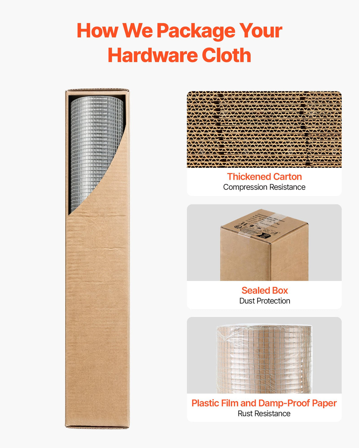 VEVOR Hardware Cloth, 1/2 inch 60 inch x 100 ft 19 Gauge Chicken Wire Fence, Hot-Dip Galvanized After Welding Metal Wire Mesh Roll, Garden Plant Welded Fencing Roll Supports Poultry Netting Cage Fence - DXGSWL19GA60AB0ZO001V0 - view 7