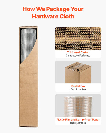 VEVOR Hardware Cloth, 1/2 inch 60 inch x 100 ft 19 Gauge Chicken Wire Fence, Hot-Dip Galvanized After Welding Metal Wire Mesh Roll, Garden Plant Welded Fencing Roll Supports Poultry Netting Cage Fence - DXGSWL19GA60AB0ZO001V0 - view 7
