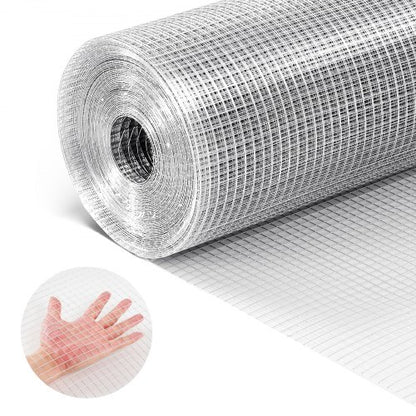 VEVOR Hardware Cloth, 1/2 inch 72 inch x 100 ft 19 Gauge Chicken Wire Fence, Hot-Dip Galvanized After Welding Metal Wire Mesh Roll, Garden Plant Welded Fencing Roll Supports Poultry Netting Cage Fence - DXGSWL19GA72AZE5Z001V0 - view 2