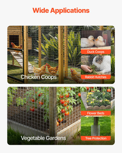 VEVOR Hardware Cloth, 1/2 inch 72 inch x 100 ft 19 Gauge Chicken Wire Fence, Hot-Dip Galvanized After Welding Metal Wire Mesh Roll, Garden Plant Welded Fencing Roll Supports Poultry Netting Cage Fence - DXGSWL19GA72AZE5Z001V0 - view 6
