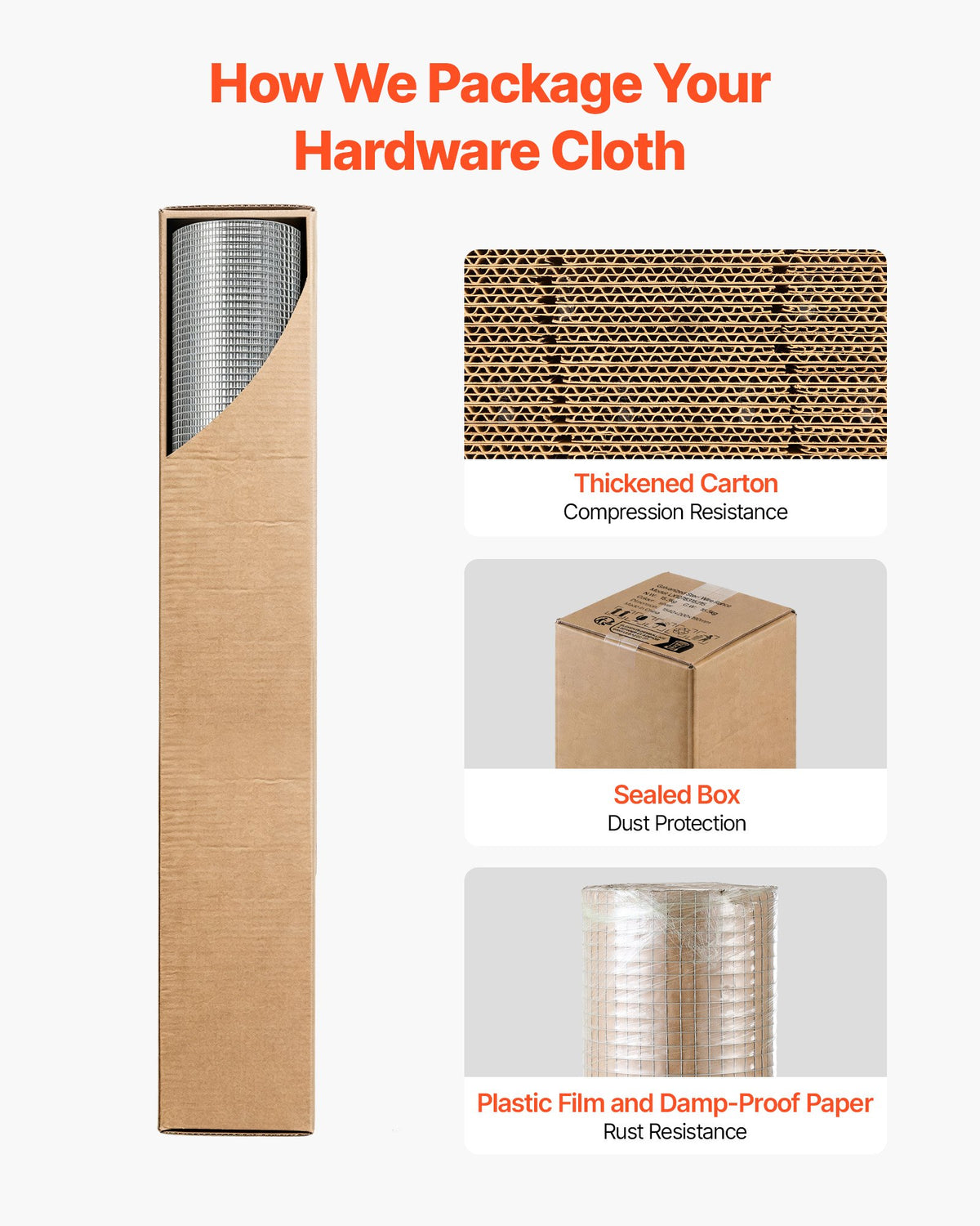 VEVOR Hardware Cloth, 1/2 inch 72 inch x 100 ft 19 Gauge Chicken Wire Fence, Hot-Dip Galvanized After Welding Metal Wire Mesh Roll, Garden Plant Welded Fencing Roll Supports Poultry Netting Cage Fence - DXGSWL19GA72AZE5Z001V0 - view 7