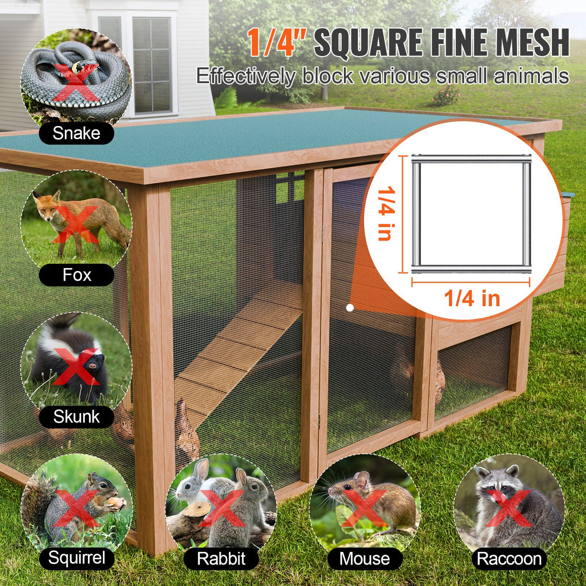 VEVOR Hardware Cloth 1/4 inch 36 inch x 100 ft 23 Gauge Chicken Wire Fence, Hot-Dip Galvanized After Welding Metal Wire Mesh Roll, Garden Plant Welded Fencing Roll Supports Poultry Netting Cage Fence - DXGSWL23GA36ZNOQ5001V0 - view 5
