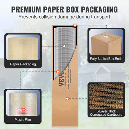 VEVOR Hardware Cloth 1/4 inch 36 inch x 100 ft 23 Gauge Chicken Wire Fence, Hot-Dip Galvanized After Welding Metal Wire Mesh Roll, Garden Plant Welded Fencing Roll Supports Poultry Netting Cage Fence - DXGSWL23GA36ZNOQ5001V0 - view 7