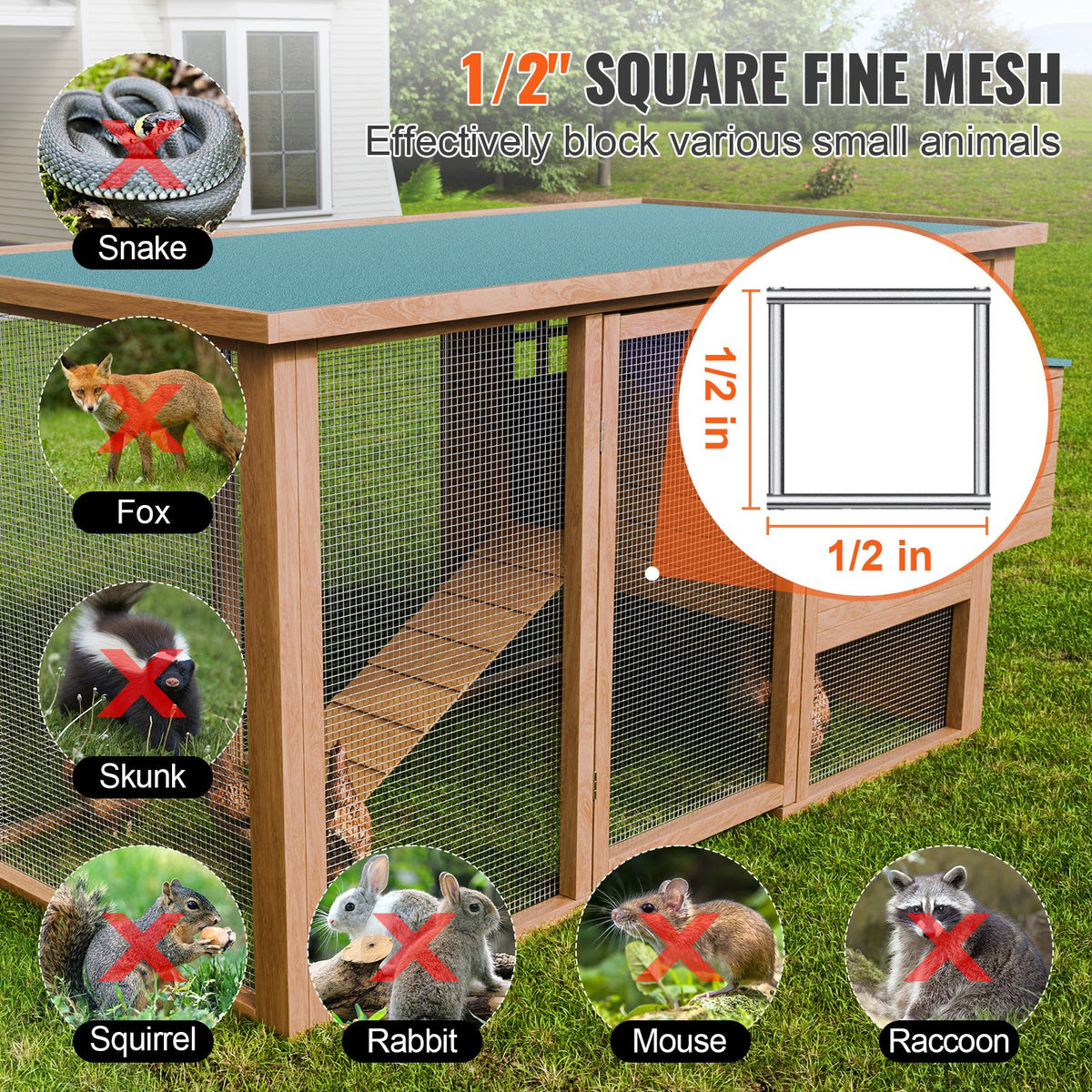 VEVOR Hardware Cloth, 1/2 inch 24in x 100 ft 19 Gauge, Hot Dipped Galvanized Wire Mesh Roll, Chicken Wire Fencing, Wire Mesh for Rabbit Cages, Garden, Small Rodents - DXGSWL24IN10QAYFCV0 - view 5
