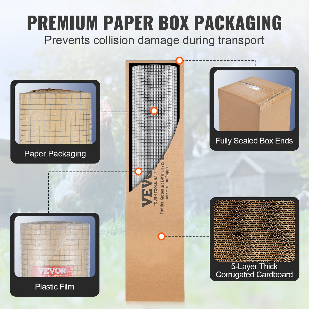 VEVOR Hardware Cloth, 1/2 inch 36in x 50 ft 19 Gauge, Hot Dipped Galvanized Wire Mesh Roll, Chicken Wire Fencing, Wire Mesh for Rabbit Cages, Garden, Small Rodents - DXGSWL36IN50YISK6V0 - view 7