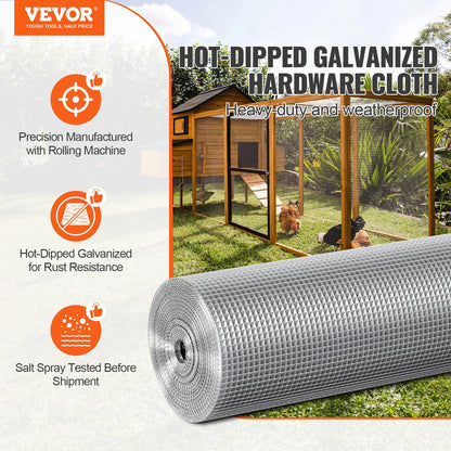 VEVOR Hardware Cloth, 1/4 inch 48in x 50 ft 23 Gauge, Hot Dipped Galvanized Wire Mesh Roll, Chicken Wire Fencing, Wire Mesh for Rabbit Cages, Garden, Small Rodents - DXGSWL48IN50W2KWSV0 - view 3