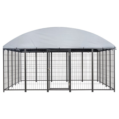 VEVOR Outdoor Dog Kennel, 9.8 x 9.8 x 5.4 ft Large Dog Kennel with Secure Lock, Outside Dogs Enclosures with UV-Resistant & Waterproof Roof Cover, Heavy Duty Pet Crate Cage Run for Large Dogs - DXHWQSHS10109DU9O002V0 - view 10