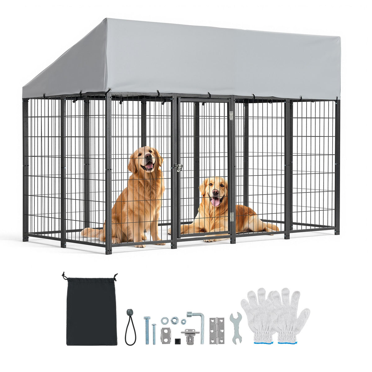 VEVOR Outdoor Dog Kennel, 7.87 x 3.94 x 5.4 ft Large Dog Kennel with Secure Lock, Outside Dogs Enclosures with UV-Resistant & Waterproof Roof Cover, Heavy Duty Pet Crate Cage Run for Large Dogs - DXHWQSHS846FF33P3002V0 - view 1