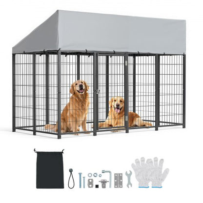 VEVOR Outdoor Dog Kennel, 7.87 x 3.94 x 5.4 ft Large Dog Kennel with Secure Lock, Outside Dogs Enclosures with UV-Resistant & Waterproof Roof Cover, Heavy Duty Pet Crate Cage Run for Large Dogs - DXHWQSHS846FF33P3002V0 - view 2