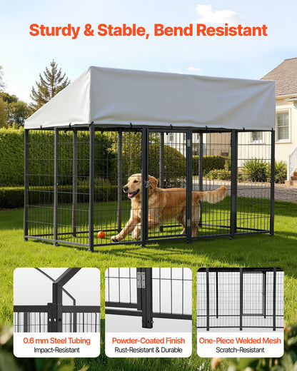 VEVOR Outdoor Dog Kennel, 7.87 x 3.94 x 5.4 ft Large Dog Kennel with Secure Lock, Outside Dogs Enclosures with UV-Resistant & Waterproof Roof Cover, Heavy Duty Pet Crate Cage Run for Large Dogs - DXHWQSHS846FF33P3002V0 - view 3