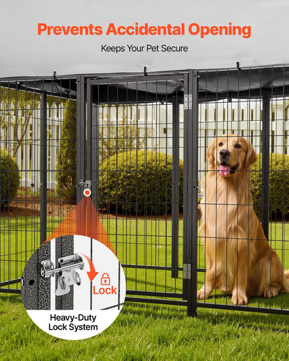 VEVOR Outdoor Dog Kennel, 7.87 x 3.94 x 5.4 ft Large Dog Kennel with Secure Lock, Outside Dogs Enclosures with UV-Resistant & Waterproof Roof Cover, Heavy Duty Pet Crate Cage Run for Large Dogs - DXHWQSHS846FF33P3002V0 - view 6