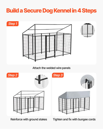 VEVOR Outdoor Dog Kennel, 7.87 x 3.94 x 5.4 ft Large Dog Kennel with Secure Lock, Outside Dogs Enclosures with UV-Resistant & Waterproof Roof Cover, Heavy Duty Pet Crate Cage Run for Large Dogs - DXHWQSHS846FF33P3002V0 - view 7