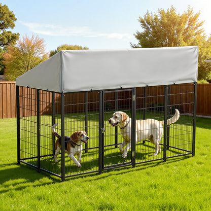 VEVOR Outdoor Dog Kennel, 7.87 x 3.94 x 5.4 ft Large Dog Kennel with Secure Lock, Outside Dogs Enclosures with UV-Resistant & Waterproof Roof Cover, Heavy Duty Pet Crate Cage Run for Large Dogs - DXHWQSHS846FF33P3002V0 - view 9