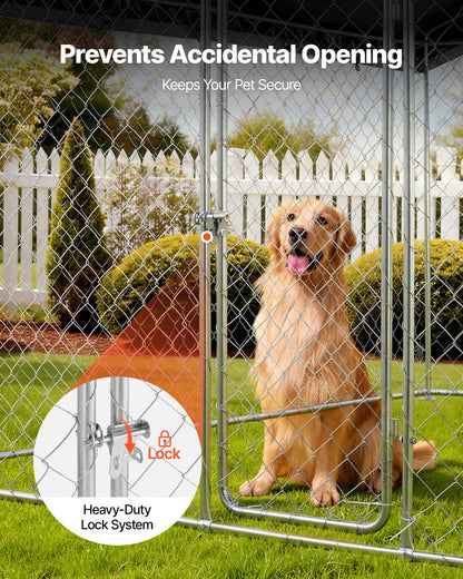 VEVOR Outdoor Dog Kennel, 9.84 x 9.84 x 7.05 ft Large Dog Kennel with Secure Lock, Outside Dogs Enclosures with UV-Resistant & Waterproof Roof Cover, Heavy Duty Pet Crate Cage Run for Large Dogs - DXHWQSYS1010X1043001V0 - view 6