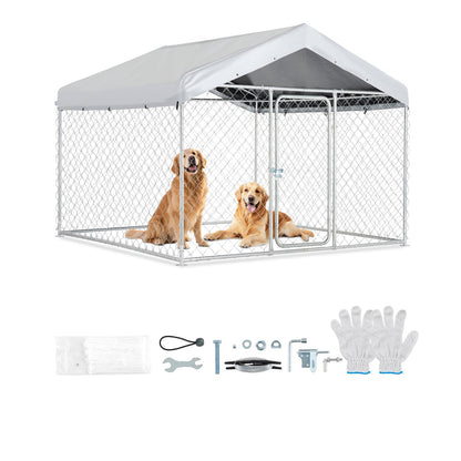 VEVOR Outdoor Dog Kennel, 6.56 x 6.56 x 5.25 ft Large Dog Kennel with Secure Lock, Outside Dogs Enclosures with UV-Resistant & Waterproof Roof Cover, Heavy Duty Pet Crate Cage Run for Large Dogs - DXHWQSYS6565NAQH5002V0 - view 1