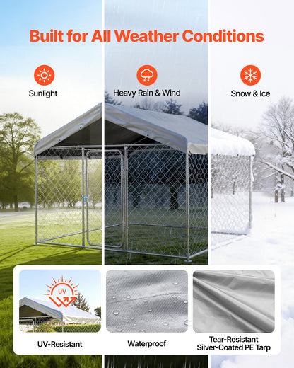 VEVOR Outdoor Dog Kennel, 6.56 x 6.56 x 5.25 ft Large Dog Kennel with Secure Lock, Outside Dogs Enclosures with UV-Resistant & Waterproof Roof Cover, Heavy Duty Pet Crate Cage Run for Large Dogs - DXHWQSYS6565NAQH5002V0 - view 4