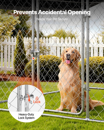 VEVOR Outdoor Dog Kennel, 6.56 x 6.56 x 5.25 ft Large Dog Kennel with Secure Lock, Outside Dogs Enclosures with UV-Resistant & Waterproof Roof Cover, Heavy Duty Pet Crate Cage Run for Large Dogs - DXHWQSYS6565NAQH5002V0 - view 6