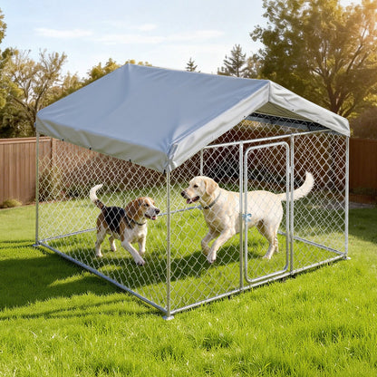 VEVOR Outdoor Dog Kennel, 6.56 x 6.56 x 5.25 ft Large Dog Kennel with Secure Lock, Outside Dogs Enclosures with UV-Resistant & Waterproof Roof Cover, Heavy Duty Pet Crate Cage Run for Large Dogs - DXHWQSYS6565NAQH5002V0 - view 9
