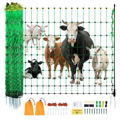 VEVOR Electric Fence Netting, 50" H x 164' L, Livestock Net Fencing with Posts & Stakes, Portable Mesh Nets for Goats, Sheep, Deer, Hogs, Dogs, Electric Fencing for Backyards, Gardens, Farms, Ranches - DXJCWLW50IN1GSPZF001V0 - view 1