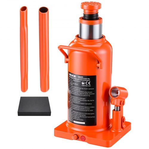 VEVOR Hydraulic Bottle Jack 20 Ton (44092.5 lbs) 9.65"-18.31" Lifting Range, for Construction Vehicle, Heavy-Duty Truck, Bus, Auto Repair and House Lift, Multi-Directional Welded Jack with Long Handle - DXPSQJD20TZJSVZOD001V0 - view 2