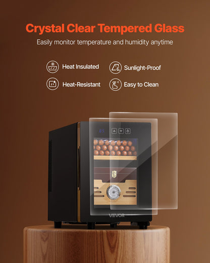 VEVOR Electric Humidor, 16L, 100 Counts Electric Cigar Humidor Cabinet with Cooling Temperature Control, Spanish Cedar Wood Shelves & Drawers, Mechanical Hygrometer, 2 Layers, Cooler for Household - DXQBSJBDTZL1PQ3ZS001V1 - view 6