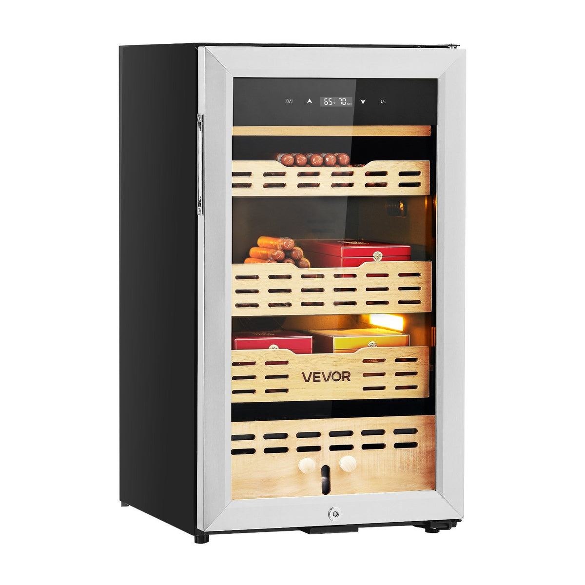 VEVOR Electric Humidor, 75L, 450 Counts Electric Cigar Humidor Cabinet with Compressor Cooling, Constant Humidity & Temperature Control, Spanish Cedar Wood Shelves & Drawers, 4 Layers, for Household - DXQBSJYSJZL7ABP2K001V1 - view 1