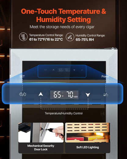 VEVOR Electric Humidor, 75L, 450 Counts Electric Cigar Humidor Cabinet with Compressor Cooling, Constant Humidity & Temperature Control, Spanish Cedar Wood Shelves & Drawers, 4 Layers, for Household - DXQBSJYSJZL7ABP2K001V1 - view 3