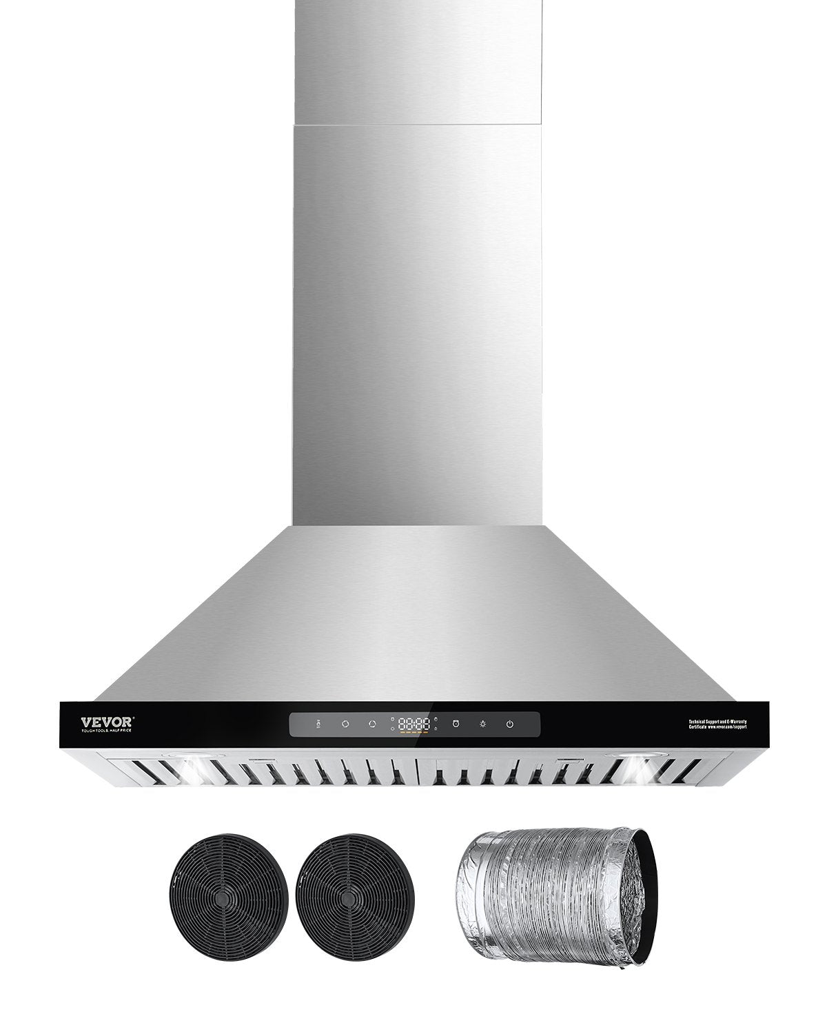 VEVOR Wall Mount Range Hood, 30 inch Chimney-Style Ceiling Mount Vent, 800 CFM Stainless Steel Kitchen Stove Hood with Gesture & Touch Control, LED Light, Baffle Filters, Ducted/Ductless Convertible - DXSCYYJ30INC26G3ZV1 - view 1
