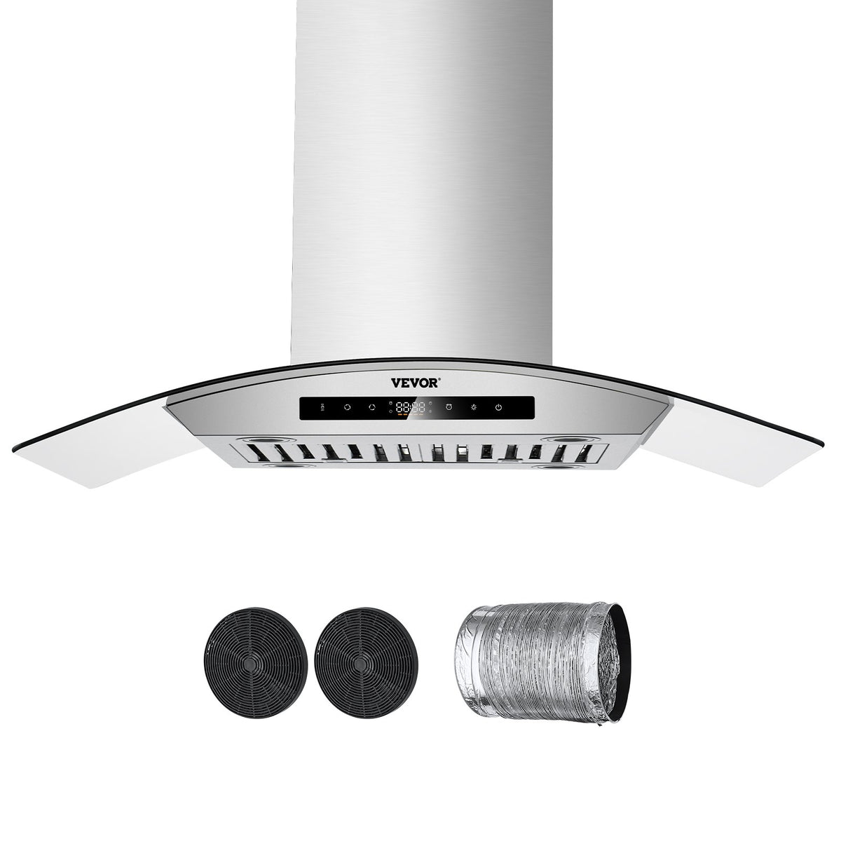 VEVOR Range Hood, 30 inch Chimney-Style Ceiling Mount Vent, 800 CFM Stainless Steel Kitchen Stove Hood with Gesture & Touch Control, LED Light, Baffle Filters, Ducted/Ductless Convertible - DXSCYYJ30INCJFDILV1 - view 1