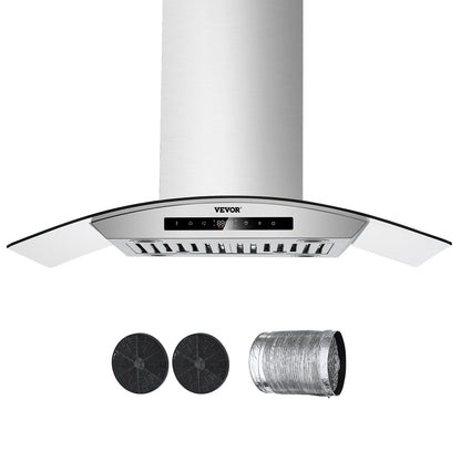 VEVOR Range Hood, 30 inch Chimney-Style Ceiling Mount Vent, 800 CFM Stainless Steel Kitchen Stove Hood with Gesture & Touch Control, LED Light, Baffle Filters, Ducted/Ductless Convertible - DXSCYYJ30INCJFDILV1 - view 1