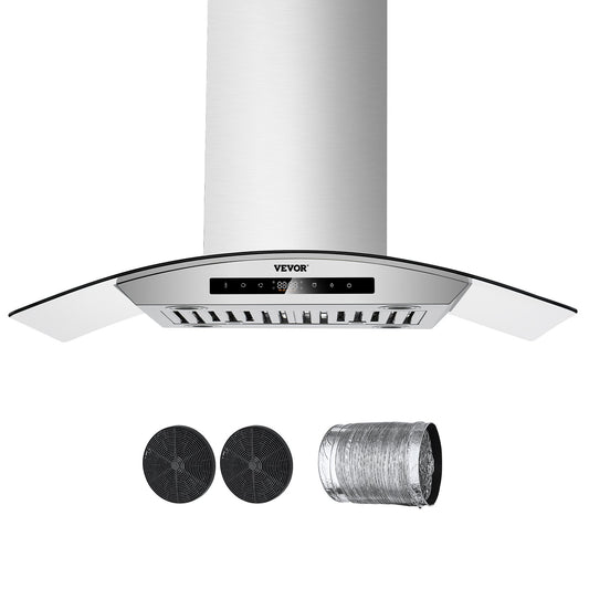 VEVOR Range Hood, 30 inch Chimney-Style Ceiling Mount Vent, 800 CFM Stainless Steel Kitchen Stove Hood with Gesture & Touch Control, LED Light, Baffle Filters, Ducted/Ductless Convertible - DXSCYYJ30INCJFDILV1 - view 1