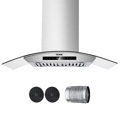VEVOR Range Hood, 30 inch Chimney-Style Ceiling Mount Vent, 800 CFM Stainless Steel Kitchen Stove Hood with Gesture & Touch Control, LED Light, Baffle Filters, Ducted/Ductless Convertible - DXSCYYJ30INCJFDILV1 - view 2