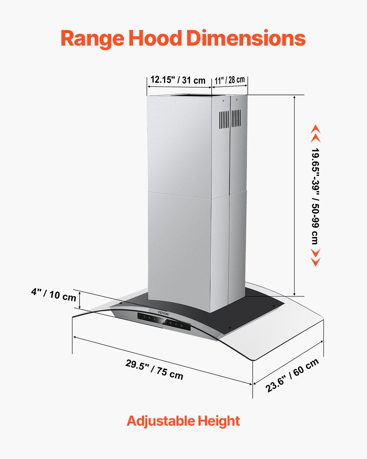 VEVOR Range Hood, 30 inch Chimney-Style Ceiling Mount Vent, 800 CFM Stainless Steel Kitchen Stove Hood with Gesture & Touch Control, LED Light, Baffle Filters, Ducted/Ductless Convertible - DXSCYYJ30INCJFDILV1 - view 7