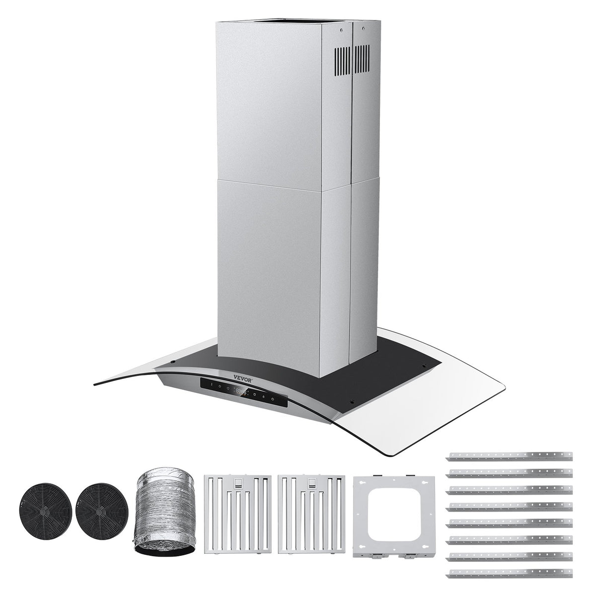 VEVOR Range Hood, 30 inch Chimney-Style Ceiling Mount Vent, 800 CFM Stainless Steel Kitchen Stove Hood with Gesture & Touch Control, LED Light, Baffle Filters, Ducted/Ductless Convertible - DXSCYYJ30INCJFDILV1 - view 10
