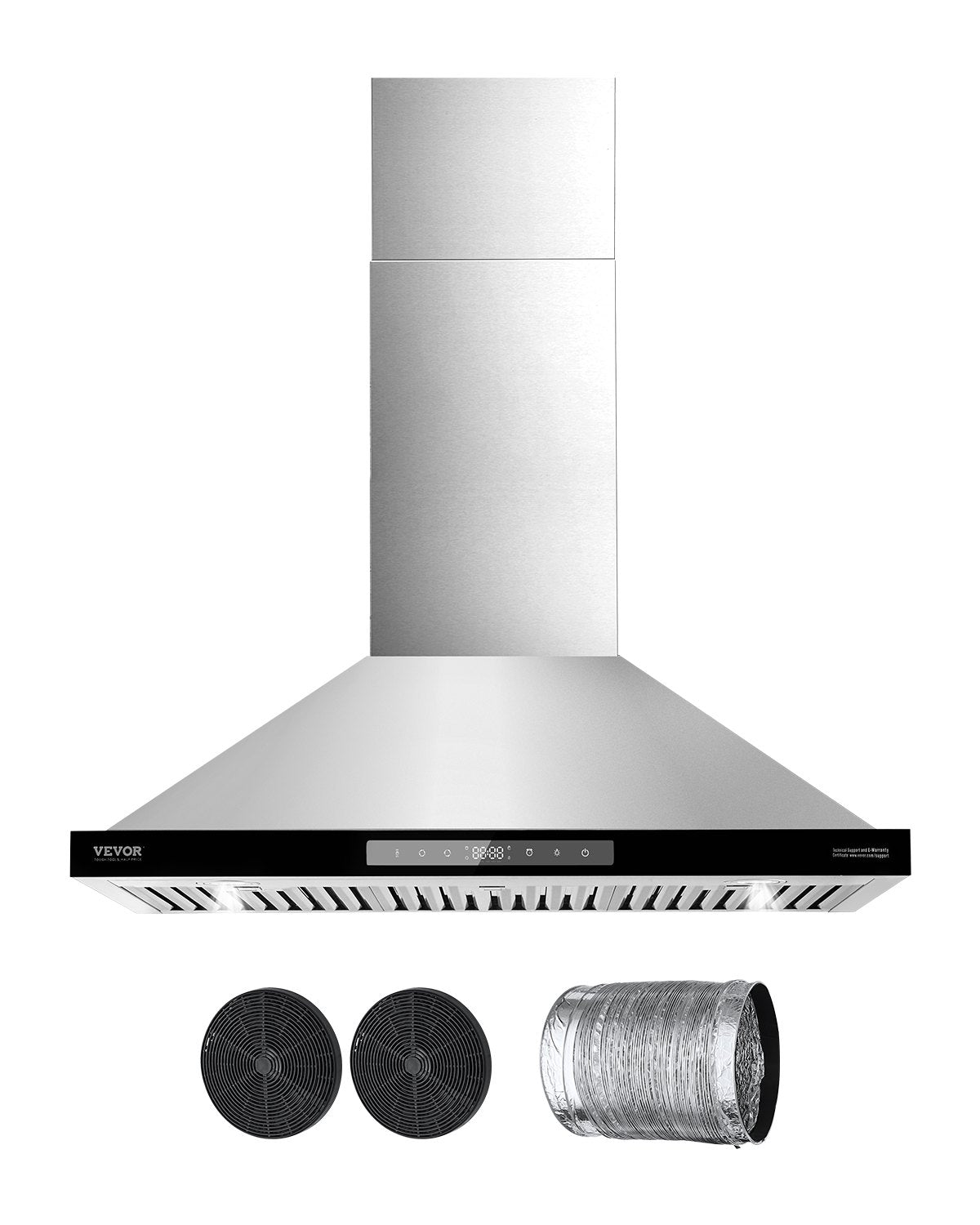 VEVOR Wall Mount Range Hood, 36 inch Chimney-Style Ceiling Mount Vent, 800 CFM Stainless Steel Kitchen Stove Hood with Gesture & Touch Control, LED Light, Baffle Filters, Ducted/Ductless Convertible - DXSCYYJ36INCIAAJBV1 - view 1