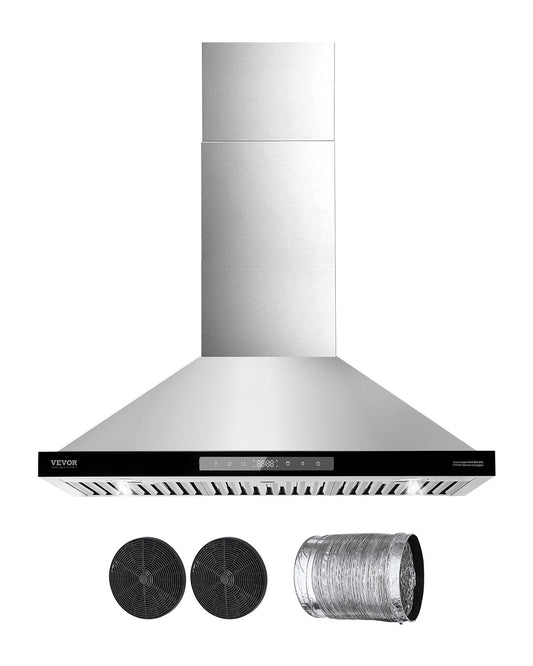 VEVOR Wall Mount Range Hood, 36 inch Chimney-Style Ceiling Mount Vent, 800 CFM Stainless Steel Kitchen Stove Hood with Gesture & Touch Control, LED Light, Baffle Filters, Ducted/Ductless Convertible - DXSCYYJ36INCIAAJBV1 - view 1