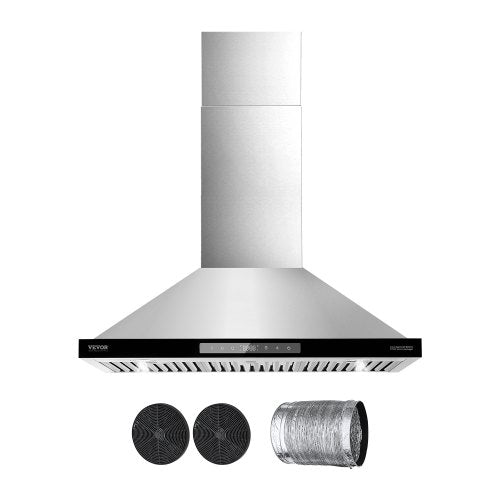 VEVOR Wall Mount Range Hood, 36 inch Chimney-Style Ceiling Mount Vent, 800 CFM Stainless Steel Kitchen Stove Hood with Gesture & Touch Control, LED Light, Baffle Filters, Ducted/Ductless Convertible - DXSCYYJ36INCIAAJBV1 - view 2