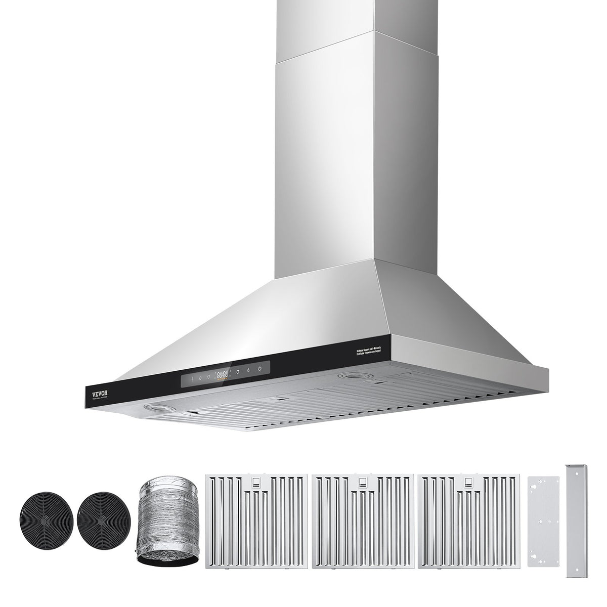 VEVOR Wall Mount Range Hood, 36 inch Chimney-Style Ceiling Mount Vent, 800 CFM Stainless Steel Kitchen Stove Hood with Gesture & Touch Control, LED Light, Baffle Filters, Ducted/Ductless Convertible - DXSCYYJ36INCIAAJBV1 - view 10