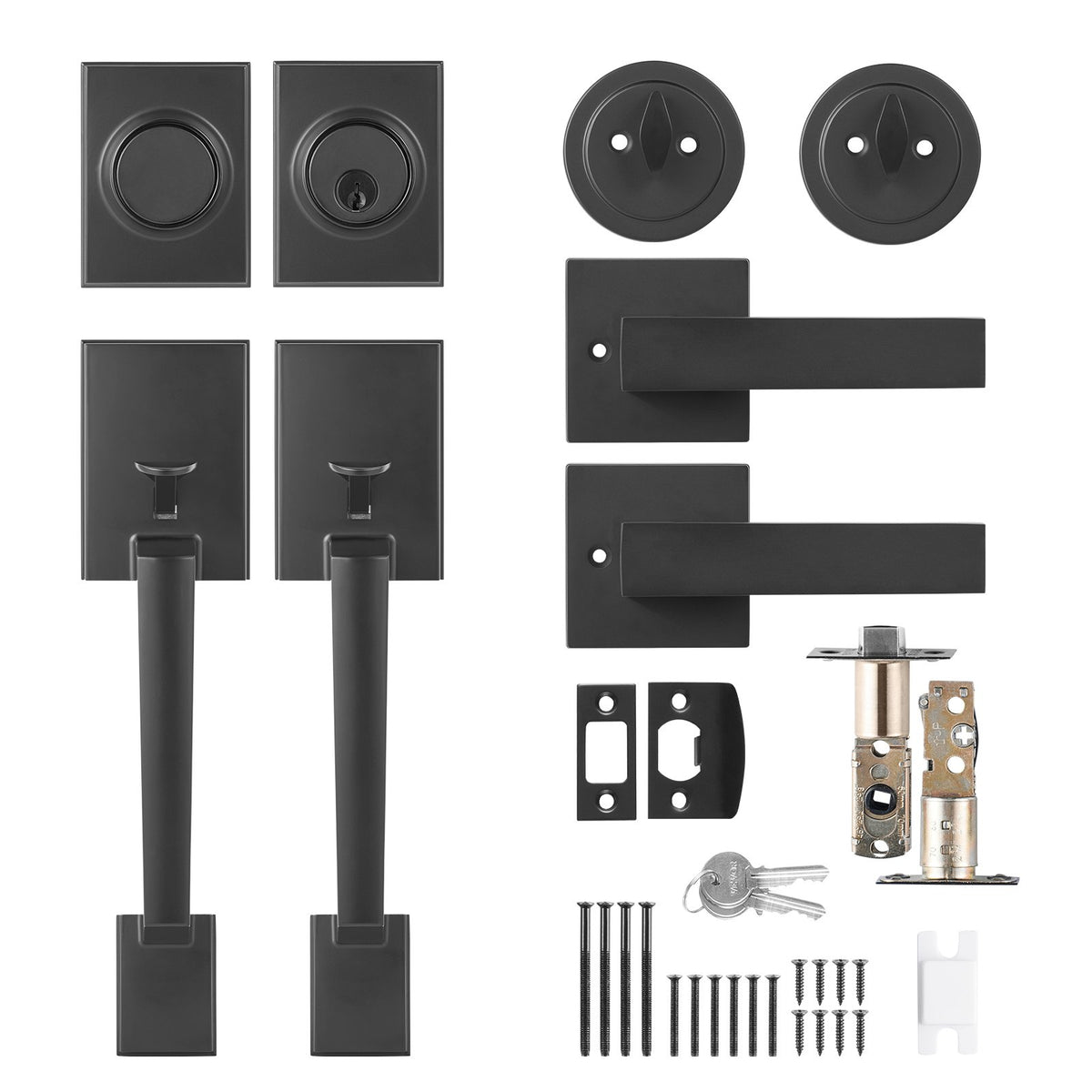 VEVOR Double Door Handle Set, Matte Black Square Door Lever, Double Front Door Handle Set with Reversible Handle Lever, Heavy Duty Double Door Lock Set with Dummy, for Office Door or Front Door - DXSMSBYGHDSF9Q7Z4V0 - view 10