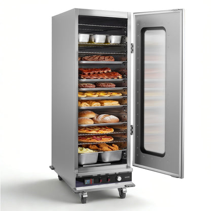 VEVOR Electric Hot Box Food Warmer, 16-Tier Commercial Warming Cabinet with Water Tray, Glass Door and Adjustable Shelves, Stainless Steel Food Warmer Cabinet, for Restaurant, Kitchen, Pizza, Chicken - DXSPBWJBXG1647XNF001V1 - view 1