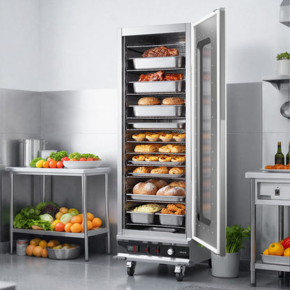 VEVOR Electric Hot Box Food Warmer, 16-Tier Commercial Warming Cabinet with Water Tray, Glass Door and Adjustable Shelves, Stainless Steel Food Warmer Cabinet, for Restaurant, Kitchen, Pizza, Chicken - DXSPBWJBXG1647XNF001V1 - view 9