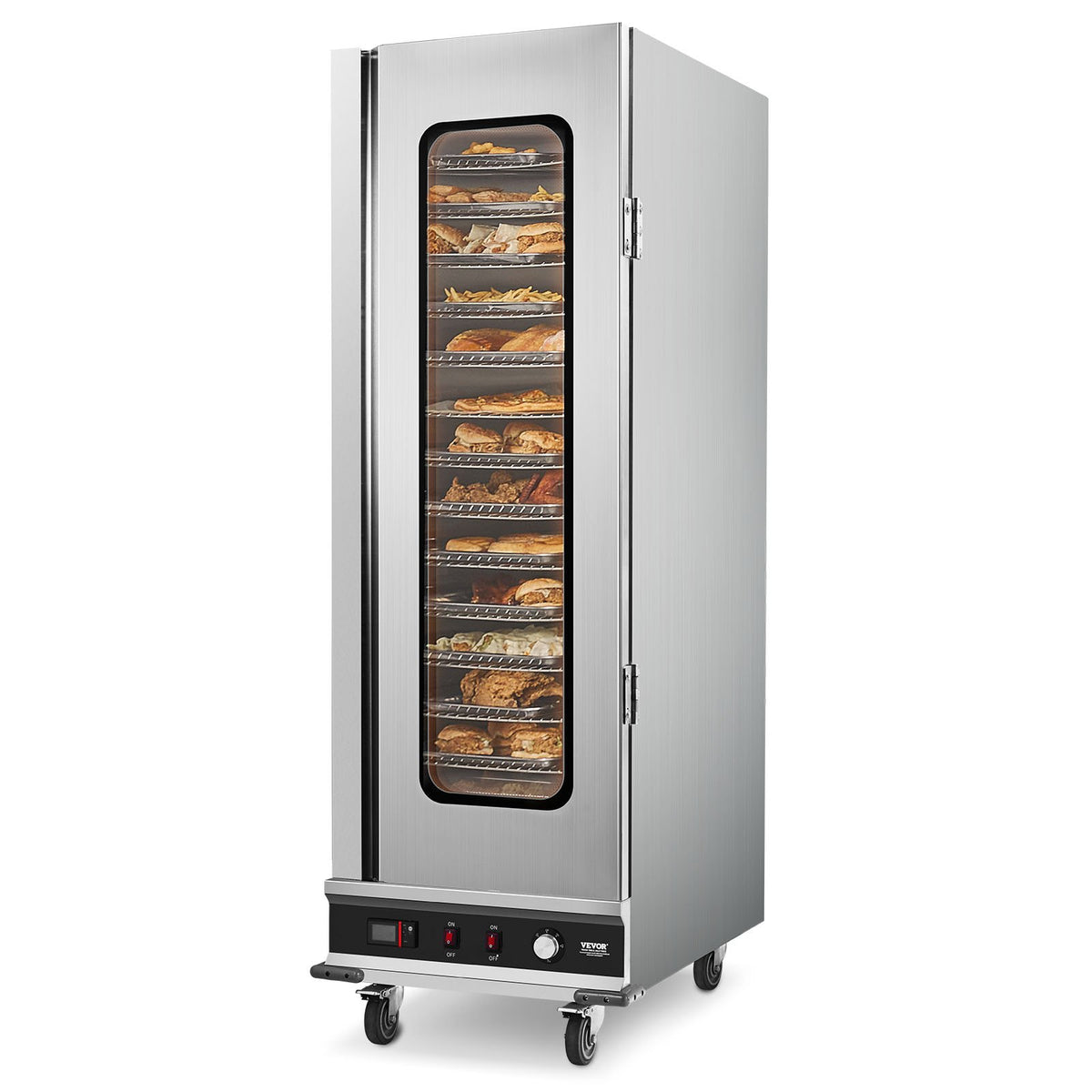 VEVOR Hot Box Food Warmer, 16-Tier Large Concession Warmer with Water Tray, Glass Single-door and Adjustable Shelves, Stainless Steel Food Warmer Cabinet, Ideal for Storing Pizza, Chicken, Restaurant - DXSPBWJBXG1689YFVV1 - view 1