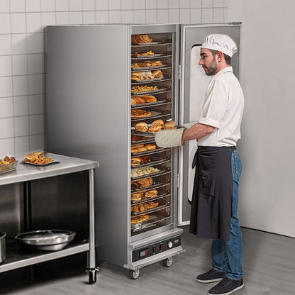 VEVOR Hot Box Food Warmer, 16-Tier Large Concession Warmer with Water Tray, Glass Single-door and Adjustable Shelves, Stainless Steel Food Warmer Cabinet, Ideal for Storing Pizza, Chicken, Restaurant - DXSPBWJBXG1689YFVV1 - view 8