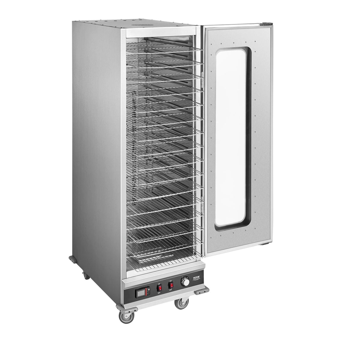 VEVOR Hot Box Food Warmer, 16-Tier Large Concession Warmer with Water Tray, Glass Single-door and Adjustable Shelves, Stainless Steel Food Warmer Cabinet, Ideal for Storing Pizza, Chicken, Restaurant - DXSPBWJBXG1689YFVV1 - view 9