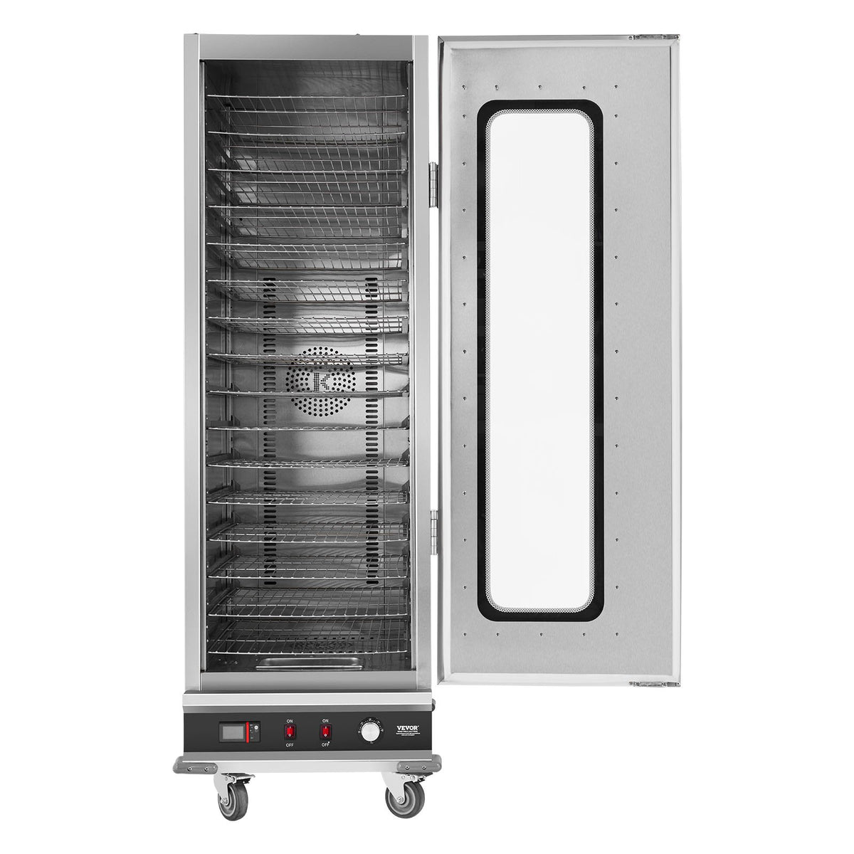 VEVOR Hot Box Food Warmer, 16-Tier Large Concession Warmer with Water Tray, Glass Single-door and Adjustable Shelves, Stainless Steel Food Warmer Cabinet, Ideal for Storing Pizza, Chicken, Restaurant - DXSPBWJBXG1689YFVV1 - view 10