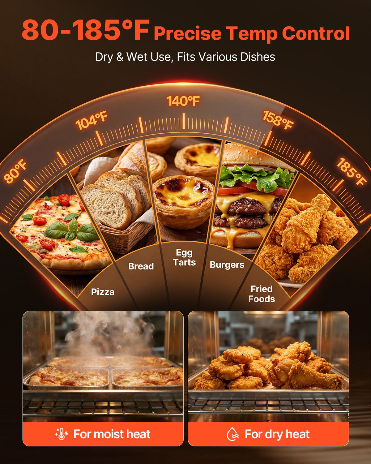 VEVOR Electric Hot Box Food Warmer, 8-Tier Commercial Warming Cabinet with Water Tray, Single-Door and Adjustable Shelves, Stainless Steel Food Warmer Cabinet, for Restaurant, Kitchen, Pizza, Chicken - DXSPBWJBXG8CCPARY001V1 - view 5