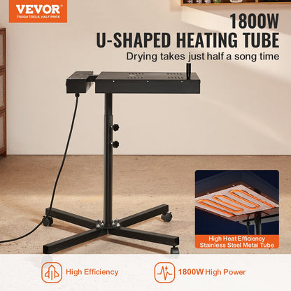 VEVOR Pro Flash Dryer 16x16 inch, Upgrade 1800W Electrical Control Box Flash Dryer for Screen Printing Machine with Height Adjustable Stand, 360° Rotation, X-Shaped Base, Steel T-Shirt Curing Machine - DXSWBHGJ1616T03SUV1 - view 3